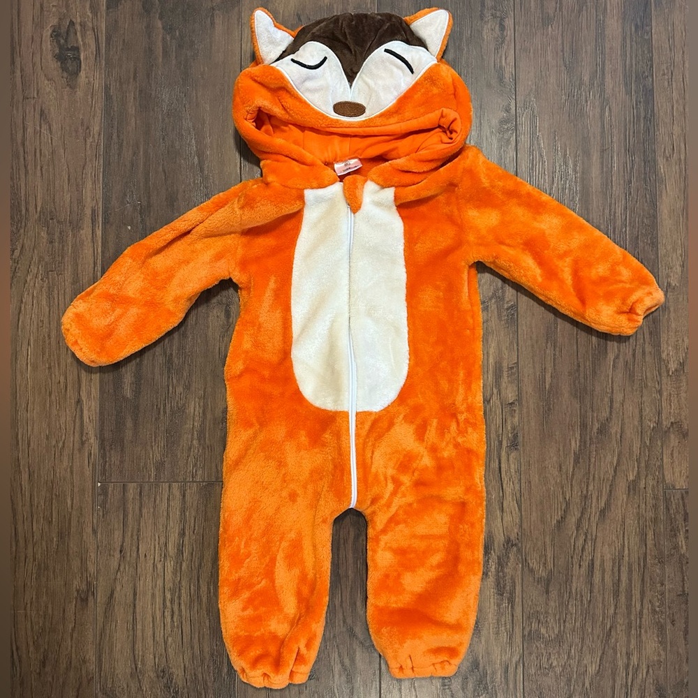 Orange Fox Halloween Costume Tail Kids 12-18 months Cozy Fleece Warm